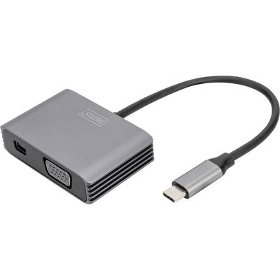 4016032478737 - DA-70825 Mini-DisplayPort   USB-C®   VGA Adapter [1x USB-C® - 2x Mini-DisplayPort Buchse VGA-Buchse] Schwarz Geschirmt Rund 02 m