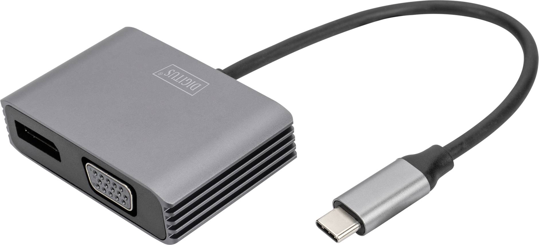 DIGITUS Adapter USB-C St. -> VGA Bu. / DP Bu. 4K/30Hz 20cm