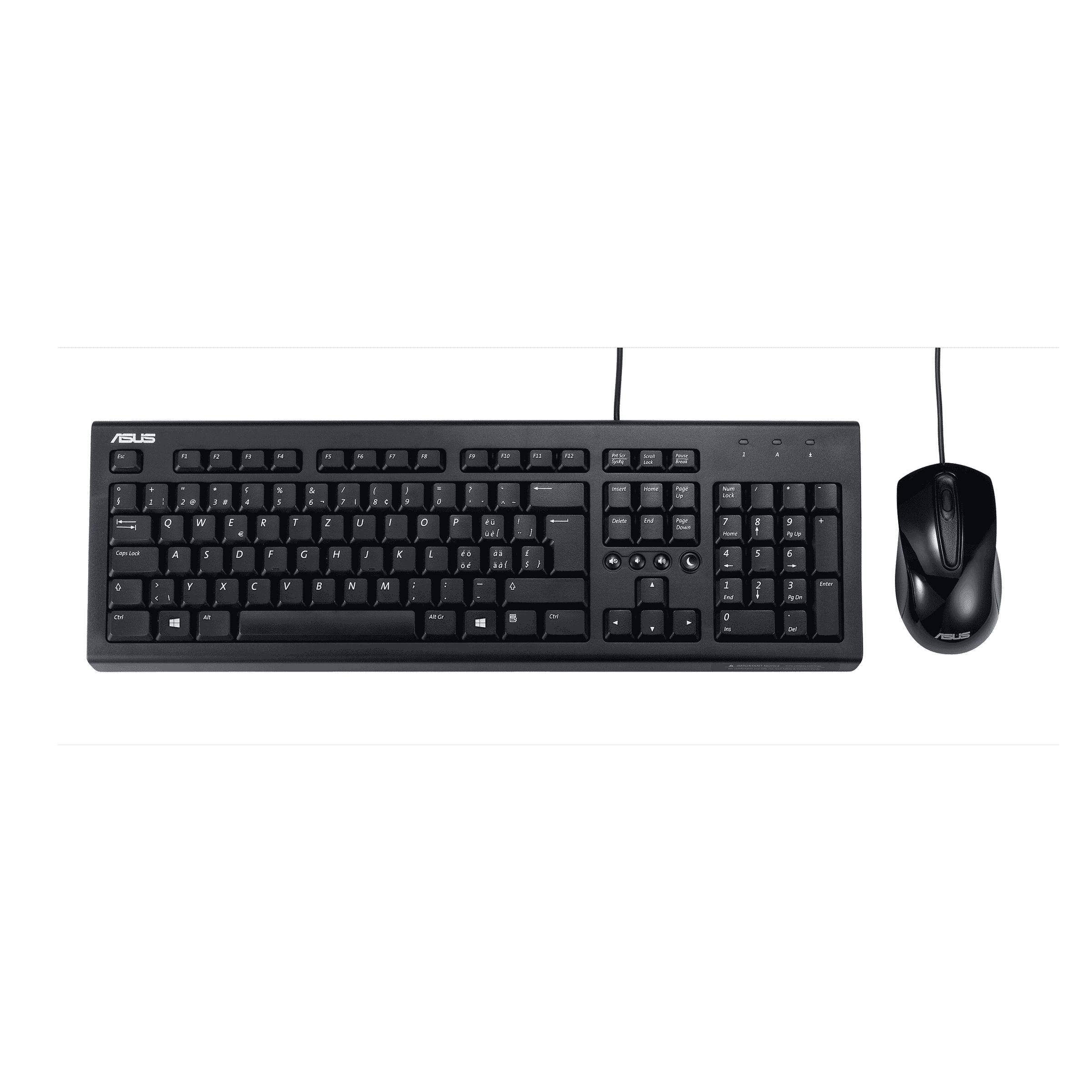 4711081636472 - ASUS U2000 Keyboard + Mouse Set Tastatur Maus enthalten Universal USB Schwarz 4711081636472 - ASUS U2000 Keyboard + Mouse Set Tastatur Maus enthalten Universal USB Schwarz