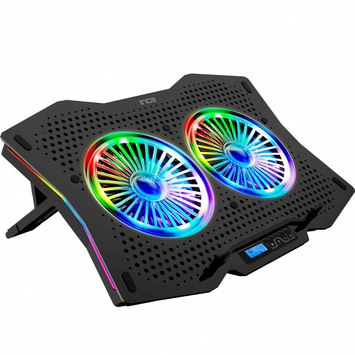 INCA Notebook Kühler 2x 115x15mm Lüfter/RGB/1200RPM/2xUSB sw retail Notebookzubehör