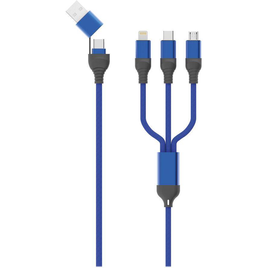 2GO USB/USB-C 3in1 Ladekabel Micro-USB/Lightn/USB-C 120cm bl