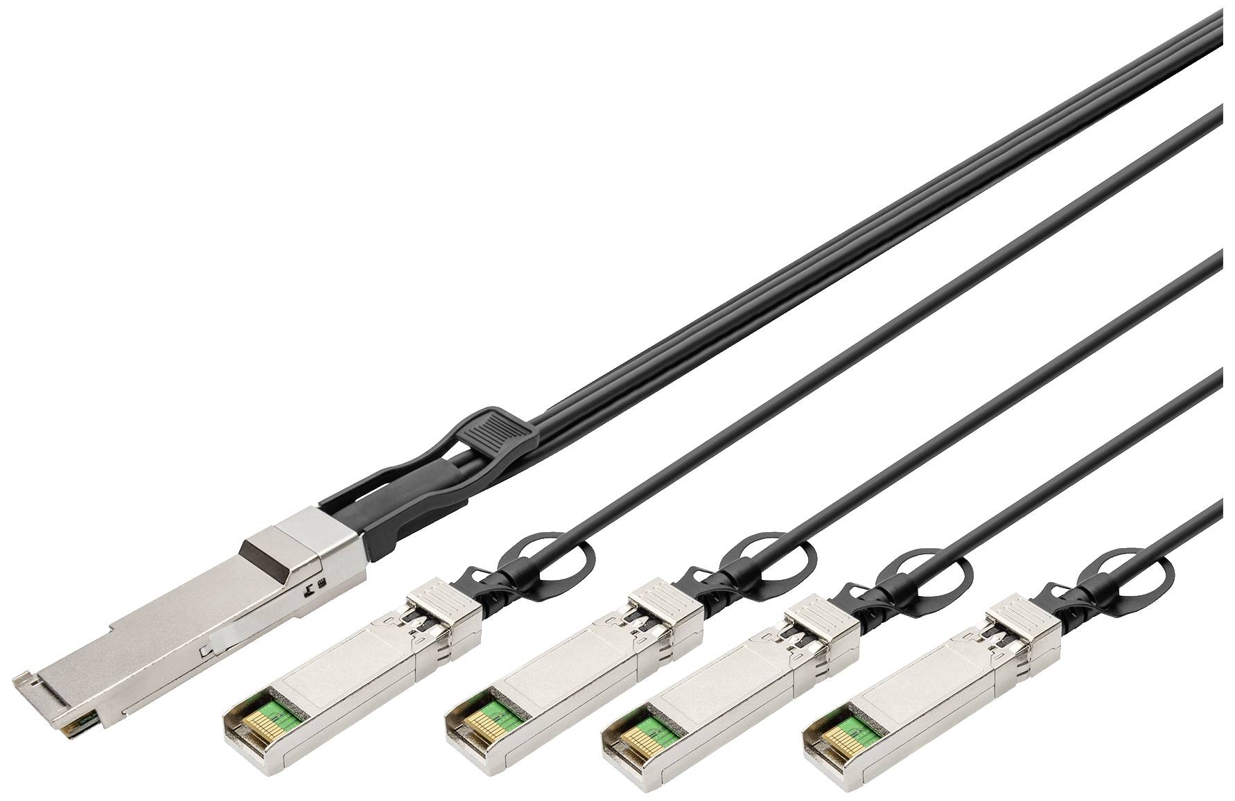 DIGITUS Kabel QSFP+ to 4XSFP+ 40G DAC  5.0m schwarz SFP Kabel