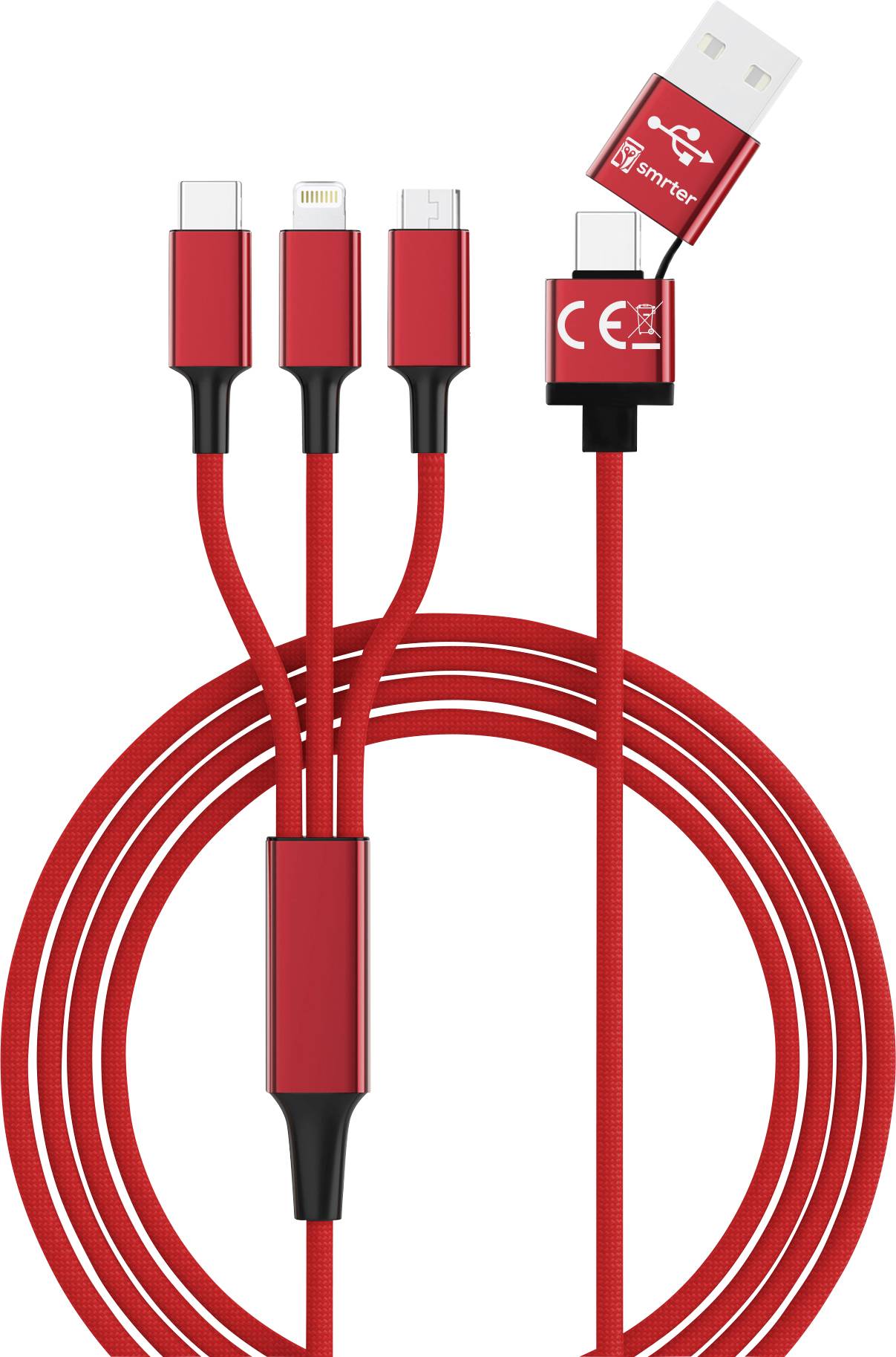 smrter Hydra ULTRA 5in1 Nylon-Ladekabel, 120cm, red retail Ladekabel