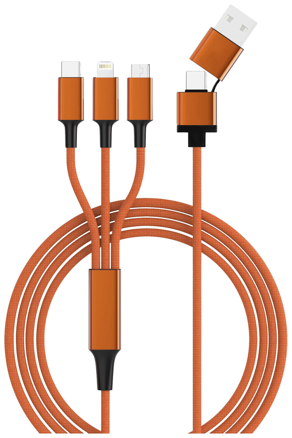 smrter Hydra ULTRA 5in1 Nylon-Ladekabel, 120cm, orange retail Ladekabel