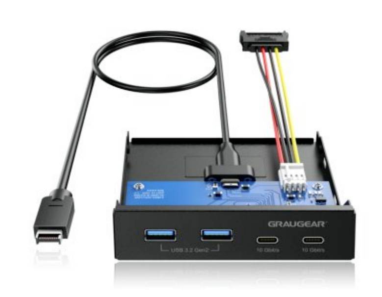 GRAUGEAR Multi Frontblende 4-Port USB-HUB, 2x USB-C,2x USB-A retail