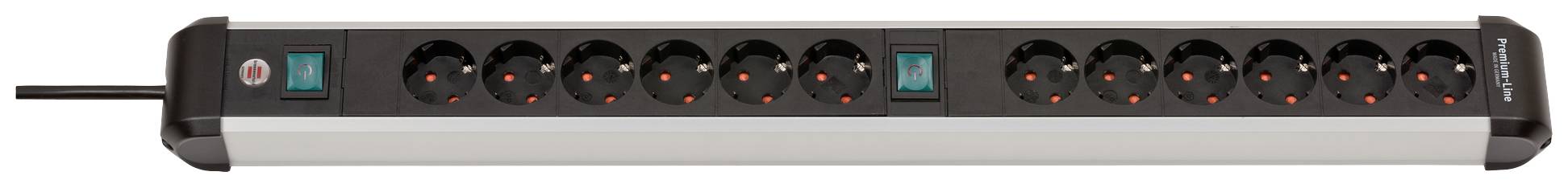 4007123677429 - Brennenstuhl Premium-Alu-Line Steckdosenleiste 12-fach Aluminium 3m Kabel beleuchteter Sicherheitsschalter 45°-Anordnung schwarz silber 4007123677429 - Brennenstuhl Premium-Alu-Line Steckdosenleiste 12-fach Aluminium 3m Kabel beleuchteter Sicherheitsschalter 45°-Anordnung schwarz silber