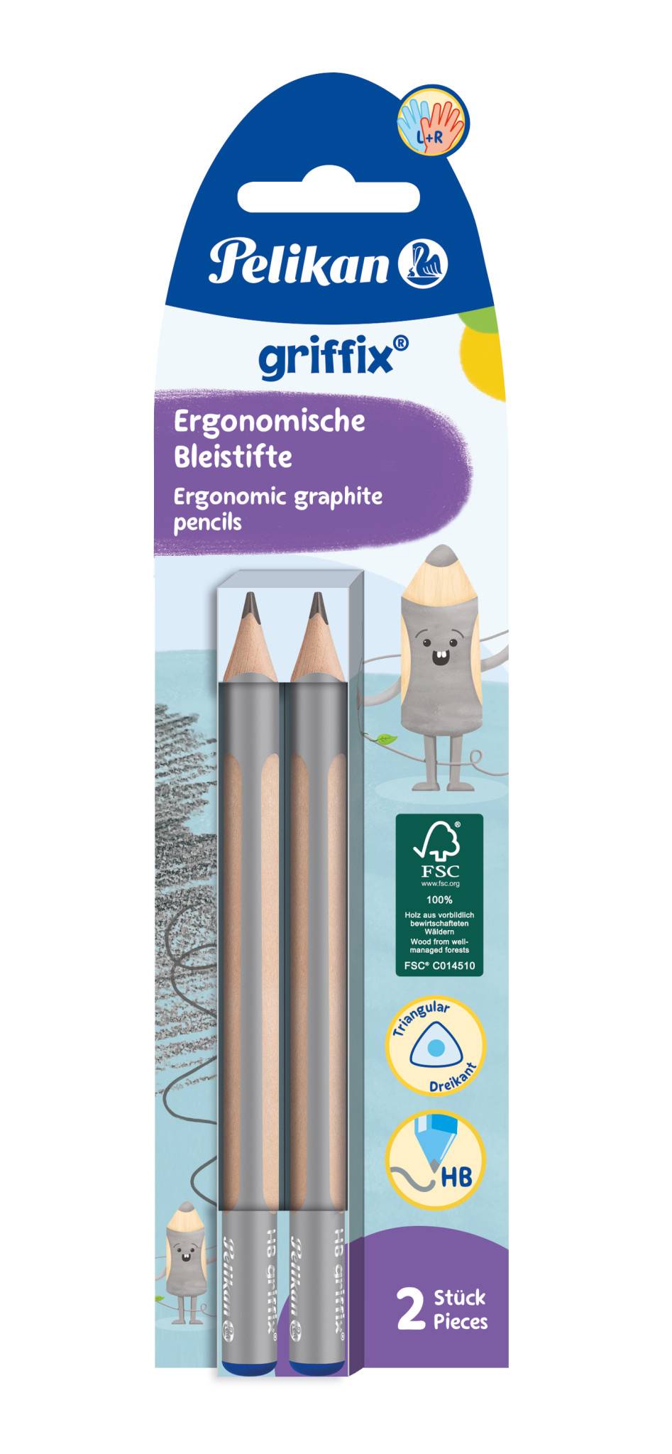 Pelikan Bleistifte griffix HB/2/B 2 Stück Faltschachtel PapierBüroSchreibwar