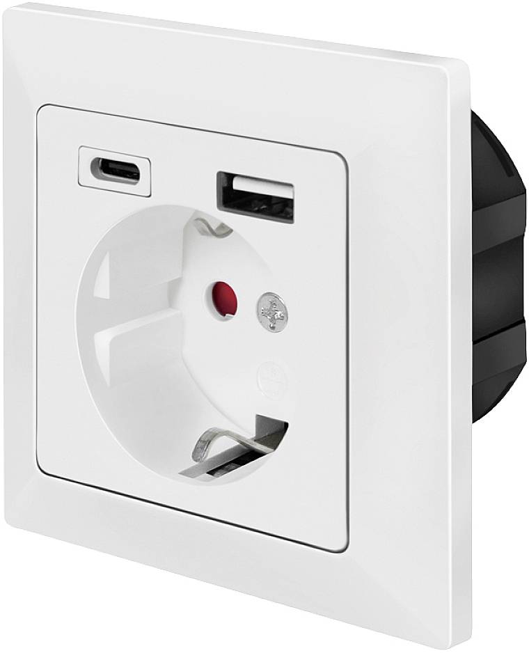 Logilink Unterputz-Steckdose, 1x CEE 7/3, 1x USB-A, 1x USB-C Unterputzdosen