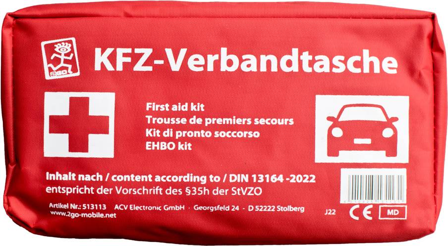 2GO KFZ-Verbandtasche zertifiziert nach DIN 13164:2022 KFZ Zubehör