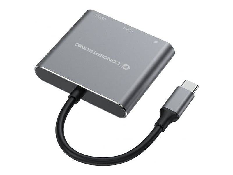 CONCEPTRONIC Dock USB-C->HDMI,USB3.0,100WPD 25cm gr - DONN18G