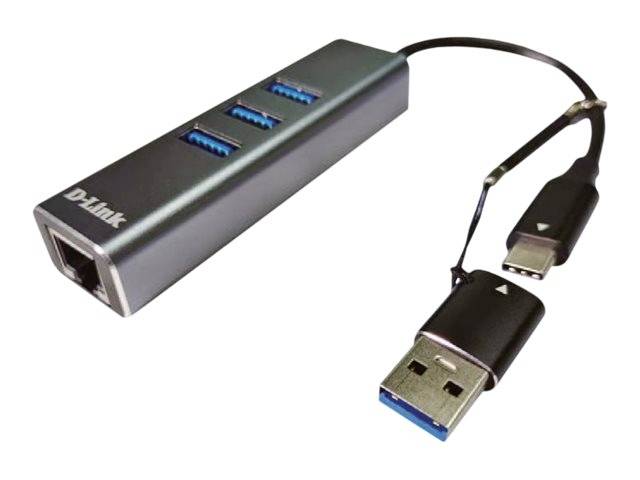 D-Link DUB-2332  USB-C nach 1000MBit Adapter mit USB-Hub retail