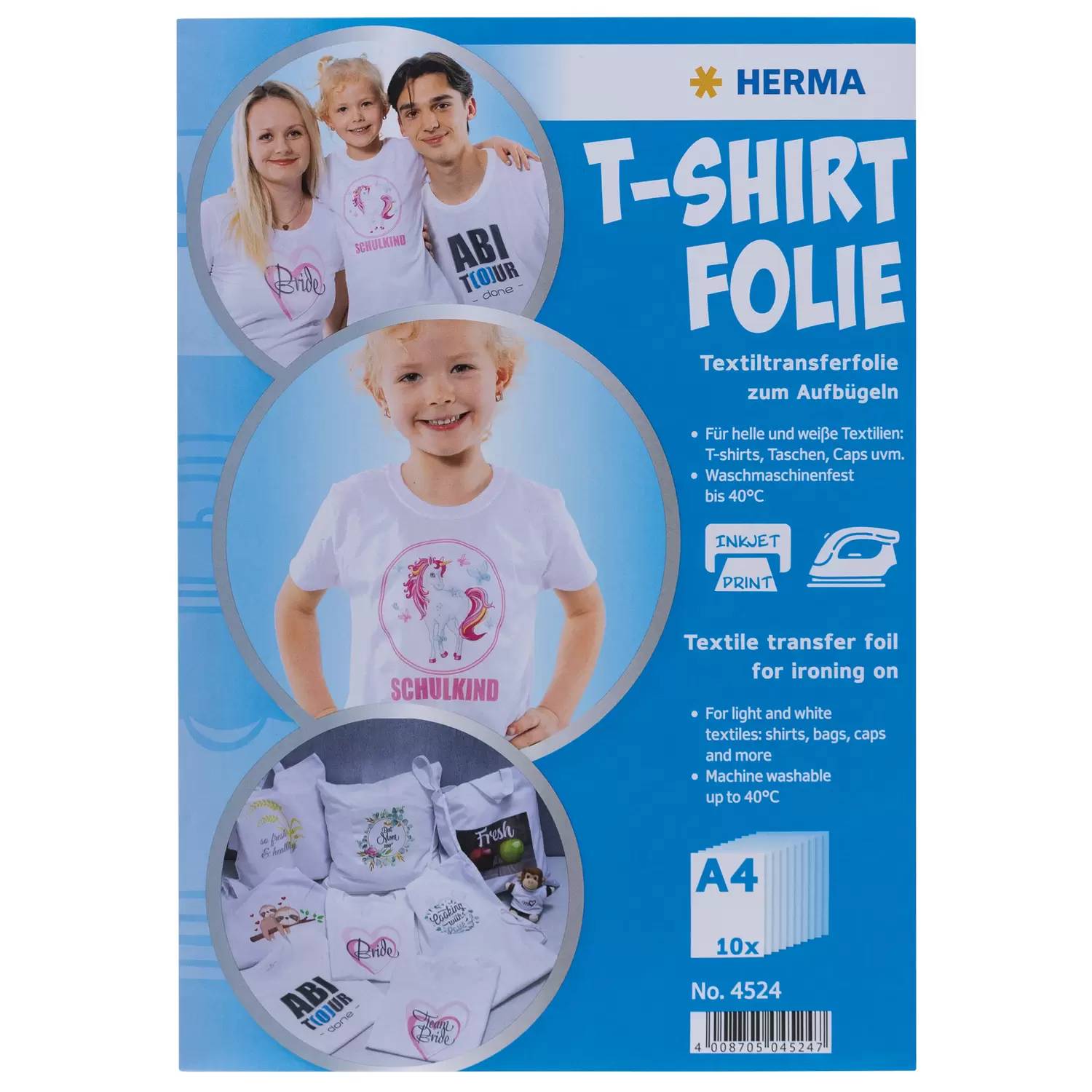 HERMA T-Shirt Folie für helle Textilien A4 bedruckbar 10 St. - 4524