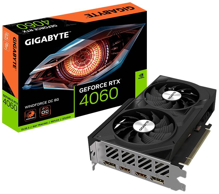 Gigabyte RTX4060 Windforce OC      8GB GDDR6 2xHDMI 2xDP