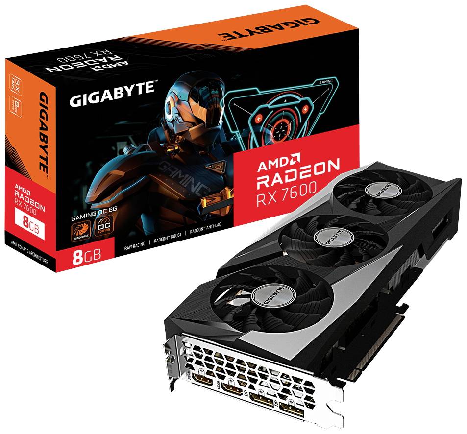 Gigabyte Radeon RX7600 Gaming OC   8GB GDDR6 2xHDMI 2xDP