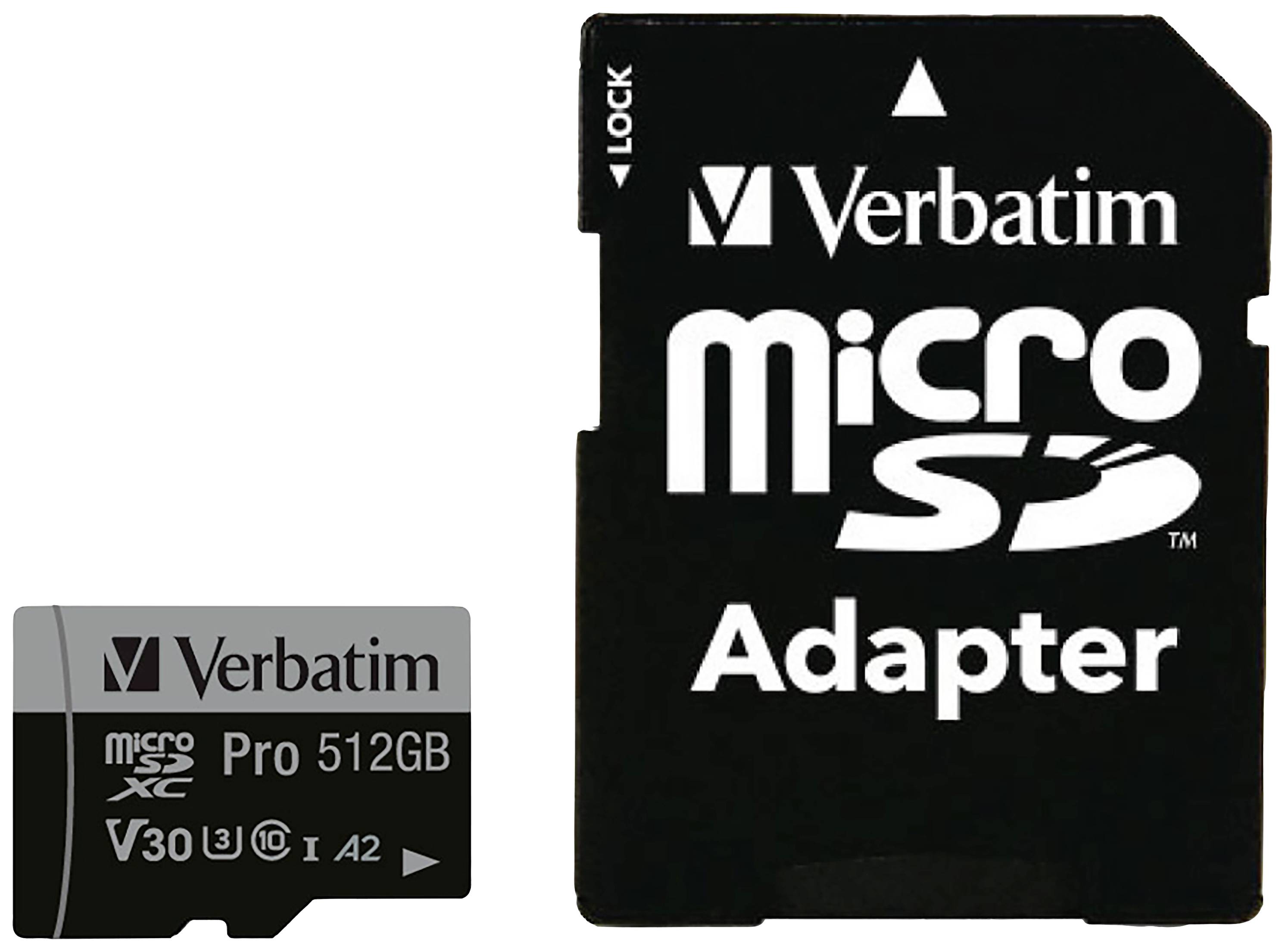 SD MicroSD Card 512GB Verbatim SDHC Pro Class 10 + Adapter retail - 47046
