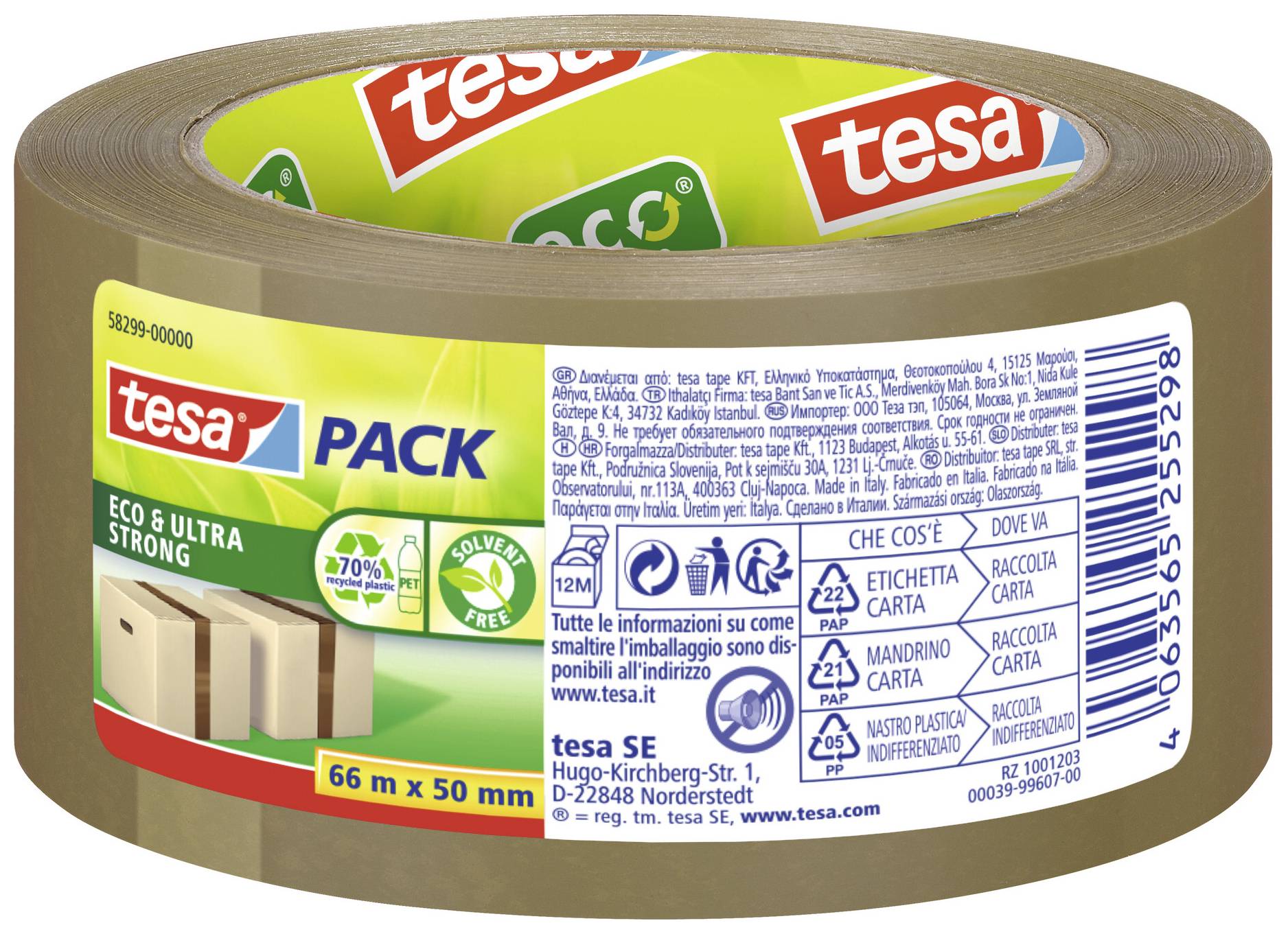 tesapack ECO & Ultra Strong 66m 50mm, braun - 58299-00000-01