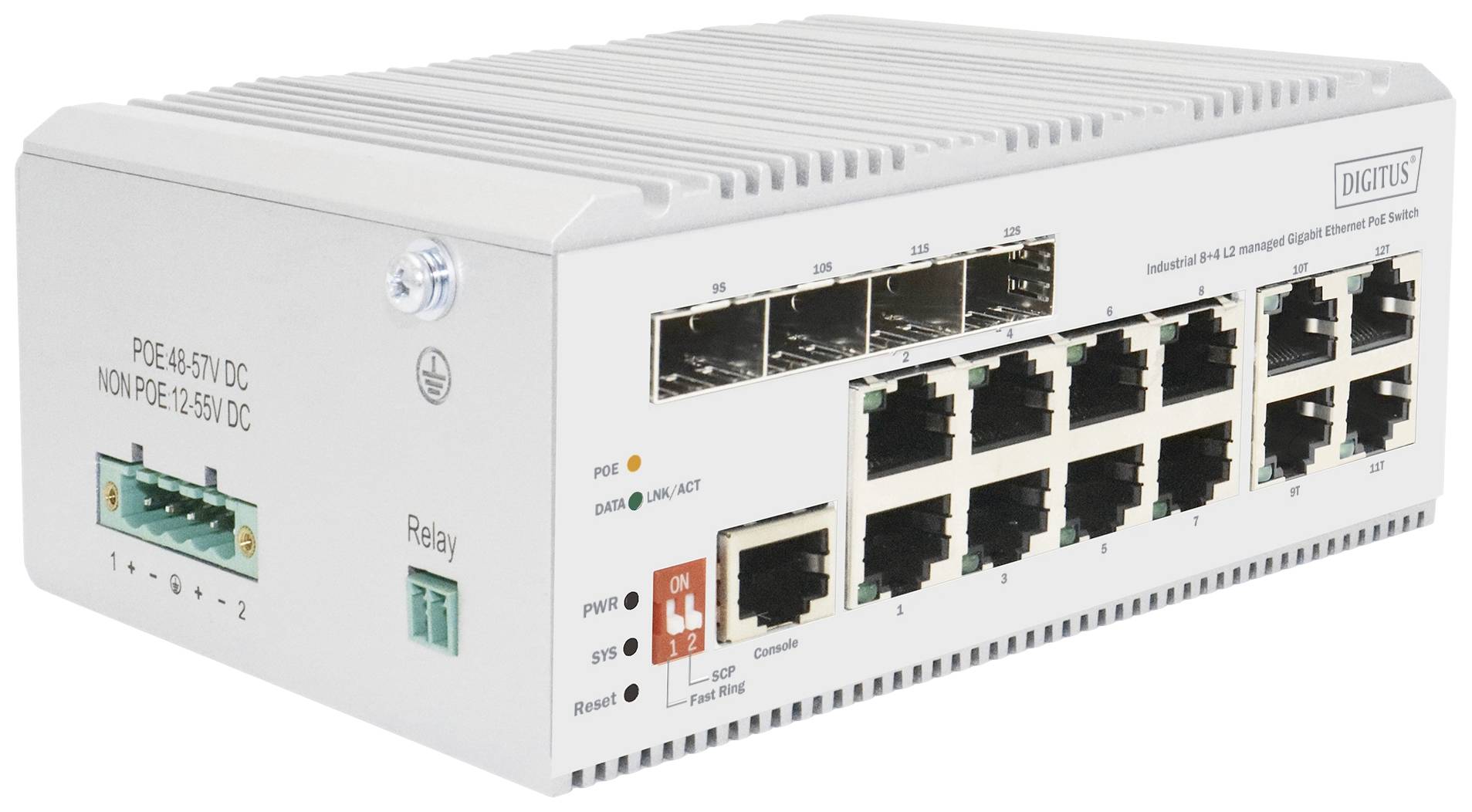 DIGITUS Switch 8 Port Gigabit PoE, L2 managed, 4 SFP Uplink Switche