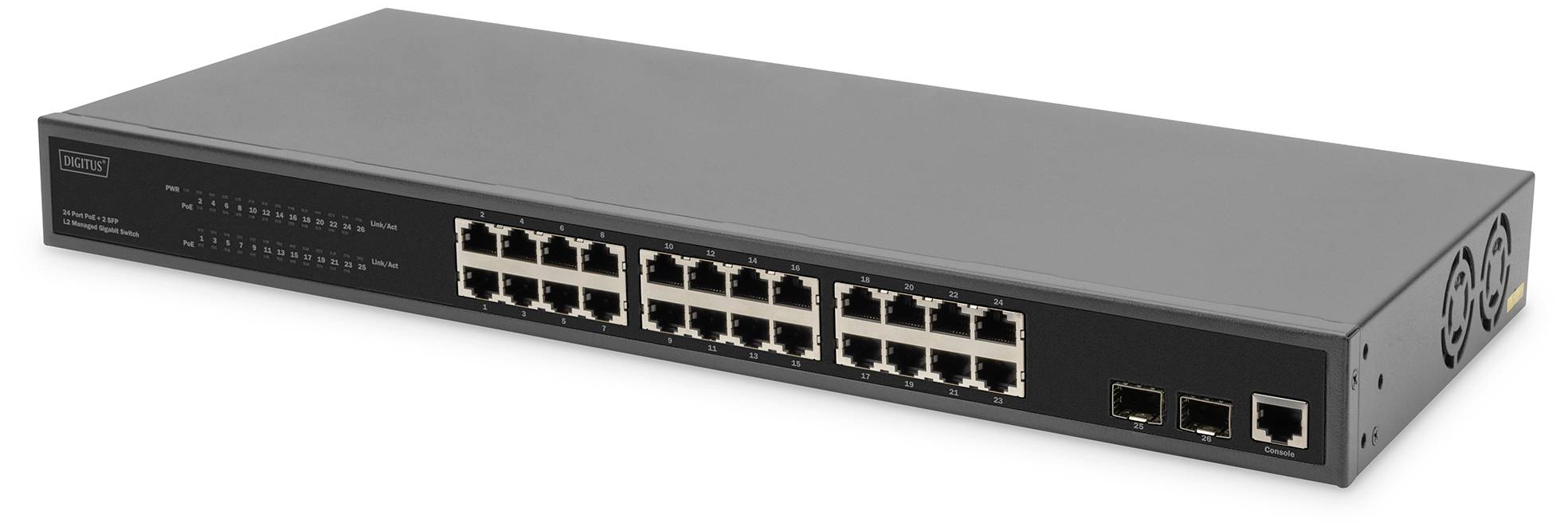 DIGITUS Switch 24 Port L2 Managed Gigabit Ethernet PoE - DN-95359