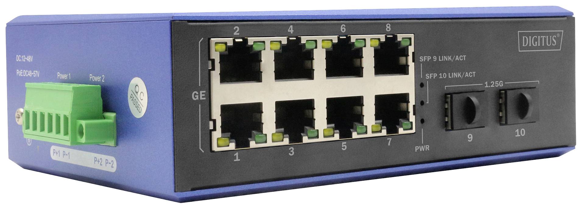 DIGITUS Switch 8 +2-Port Gigabit Ethernet oE SC 20 km - DN-651150