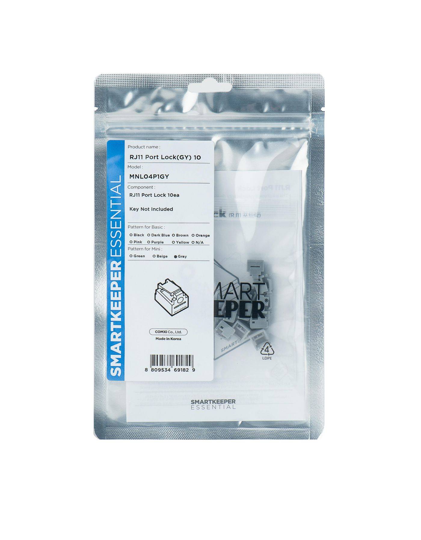 SmartKeeper Mini RJ11 Port Blocker grau 10 Stk. - MNL04P1GY