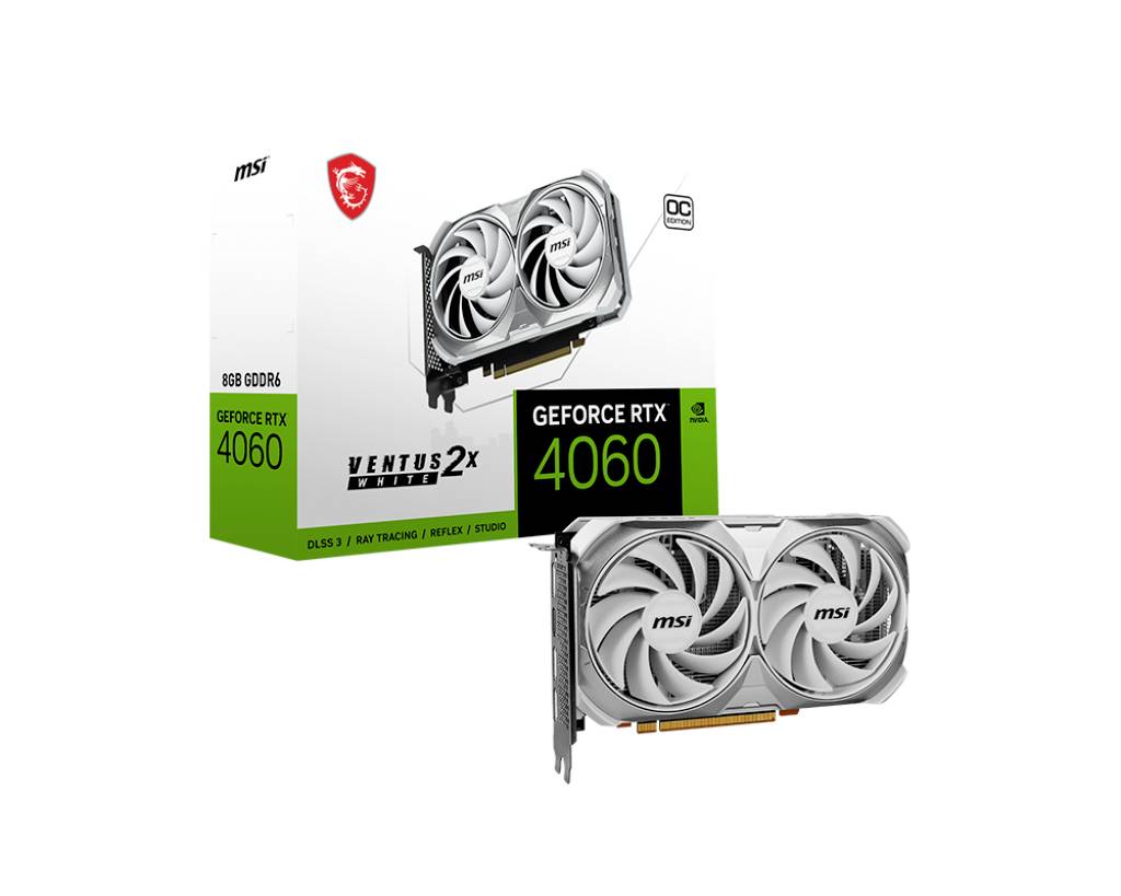 4711377129480 - Grafikkarte Nvidia GeForce RTX 4060 VENTUS 2X WHITE OC 8 GB GDDR6-RAM PCIe x8 HDMI® DisplayPort Übertaktet Overclocked Vulkan NVIDIA G-Sync 4711377129480 - Grafikkarte Nvidia GeForce RTX 4060 VENTUS 2X WHITE OC 8 GB GDDR6-RAM PCIe x8 HDMI® DisplayPort Übertaktet Overclocked Vulkan NVIDIA G-Sync