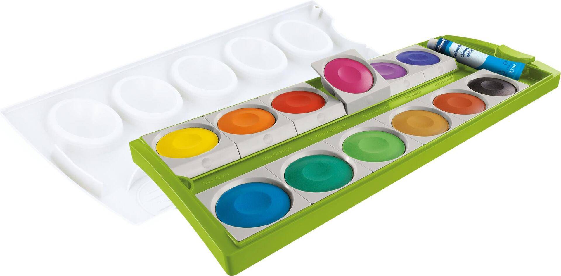 Pelikan Farbkasten K12 Grün inkl. Deckweiß, 12 Farben