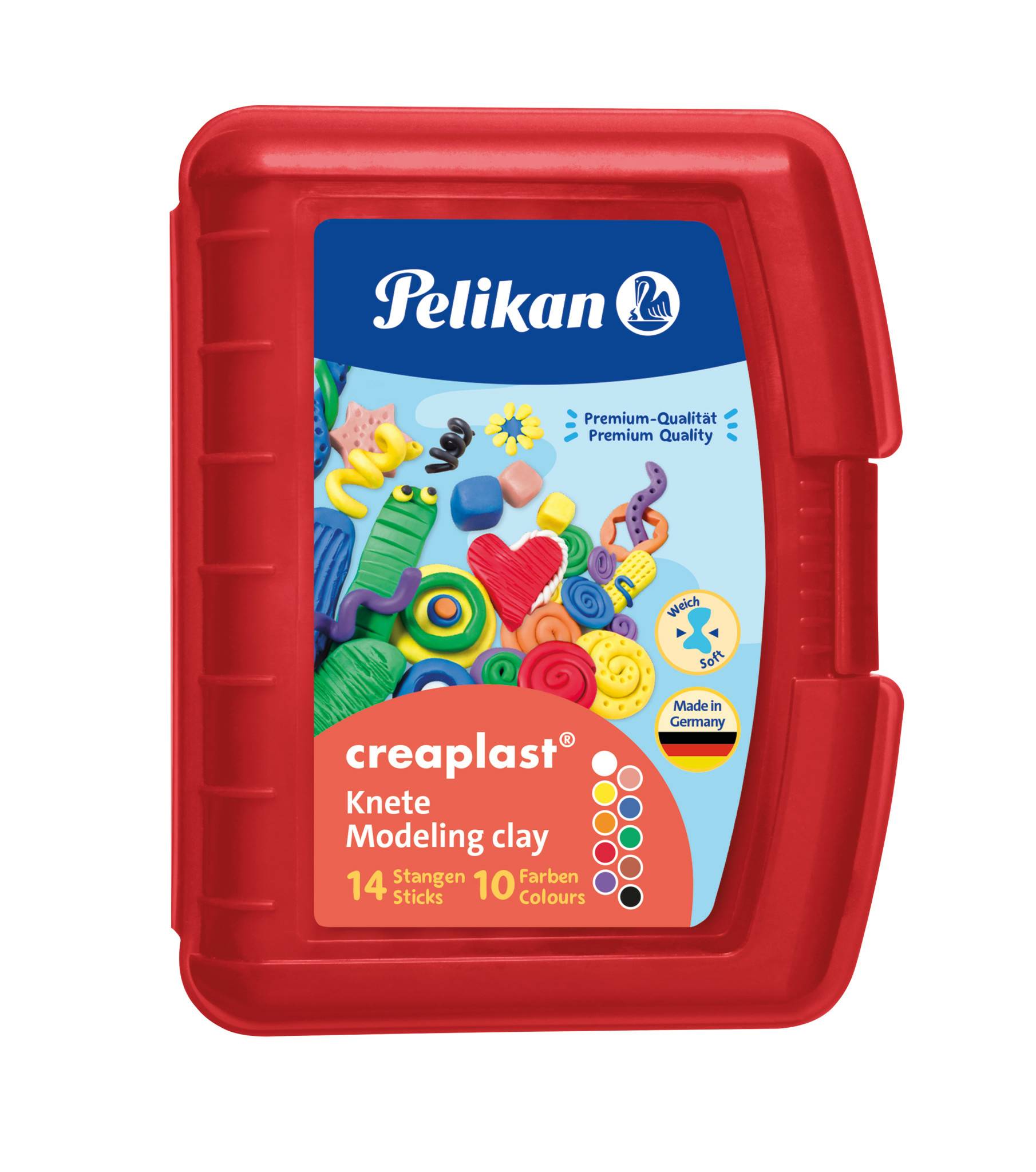 Pelikan Kinderknete Creaplast 10 Farben im roten Etui, 240g - 606745