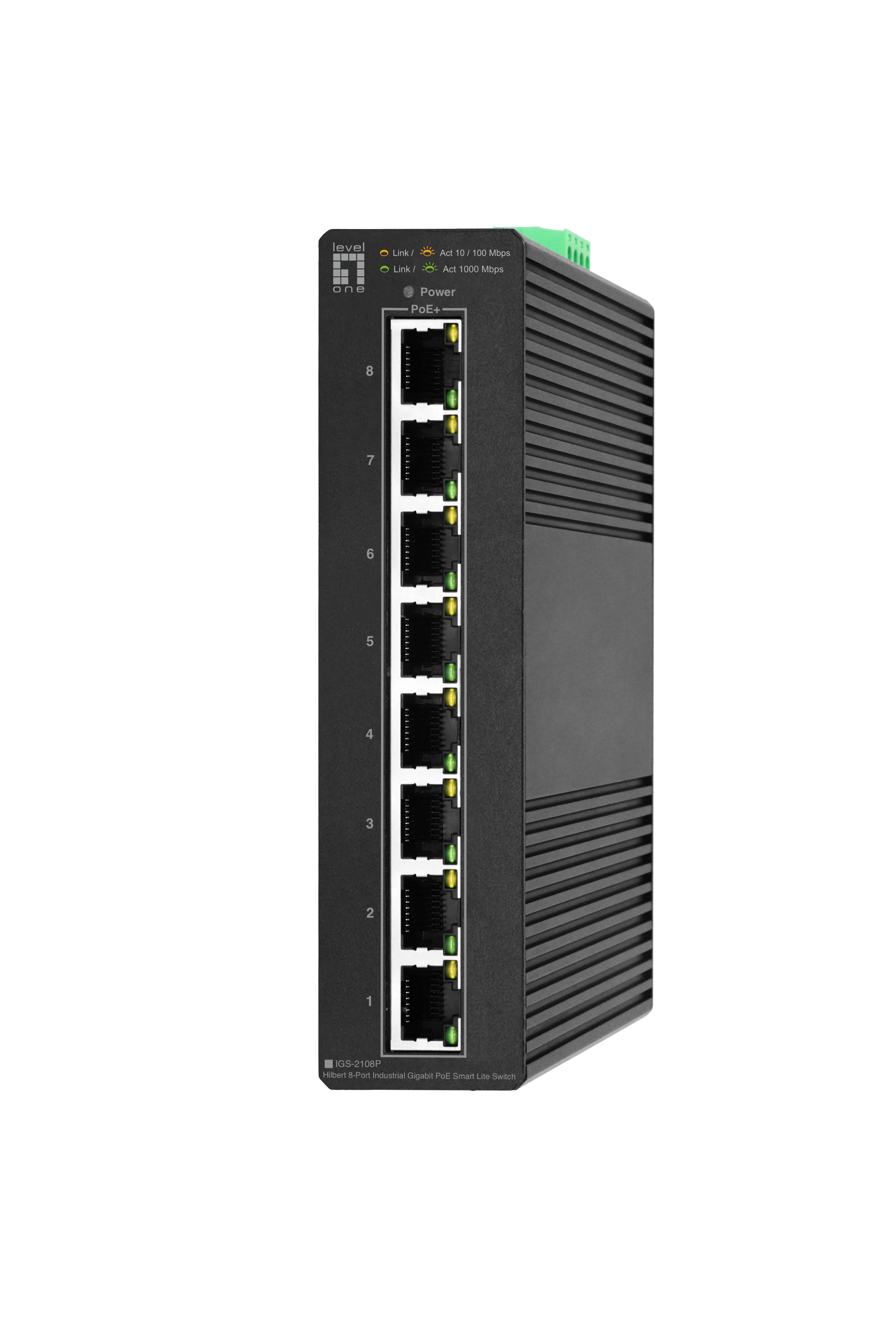 LevelOne Switch 8x GE IGS-2108P 8xPoE Outputs schwarz - IGS-2108P