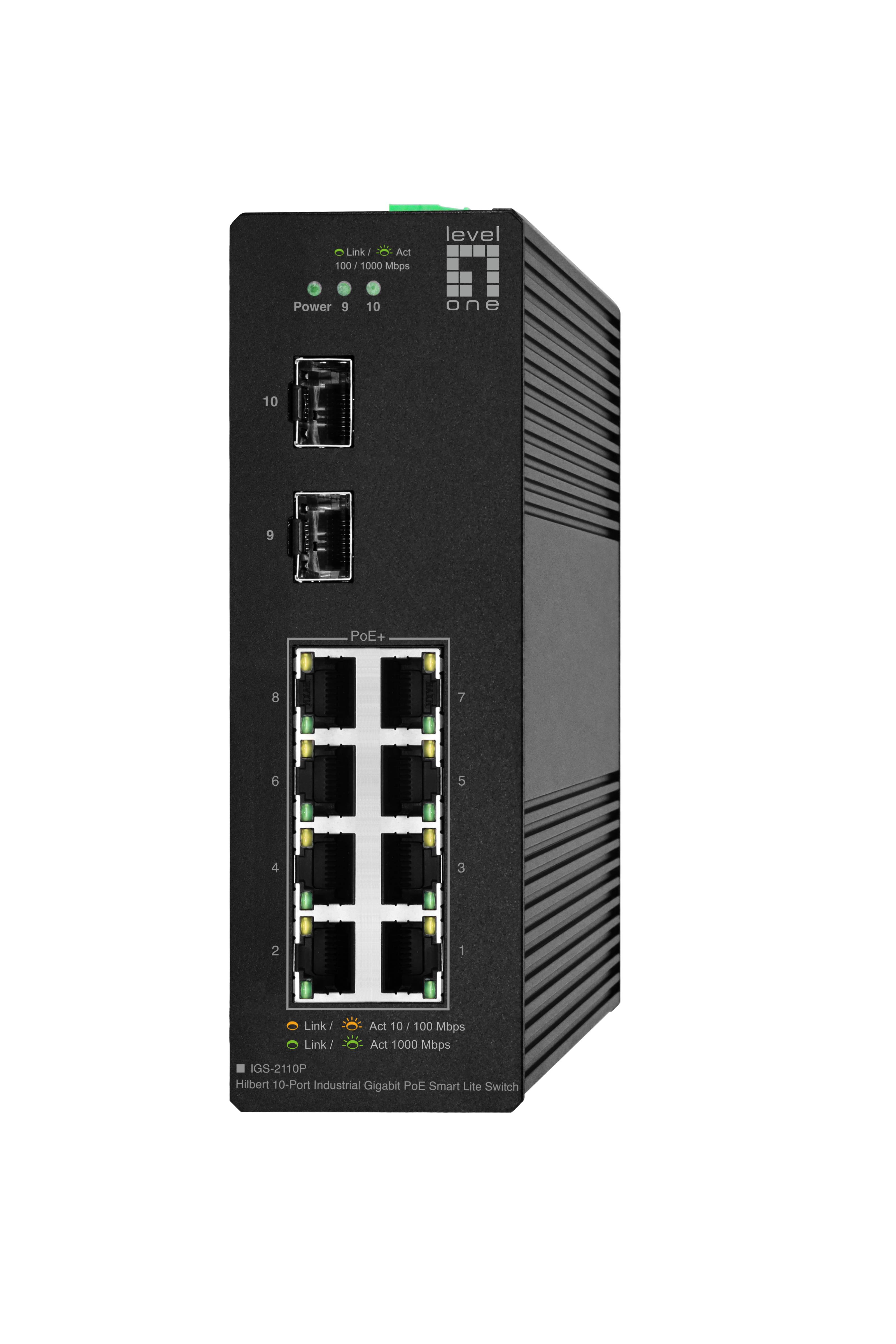 LevelOne Switch 10x GE IGS-2110P 2xSFP, 8x PoE Outputs - IGS-2110P