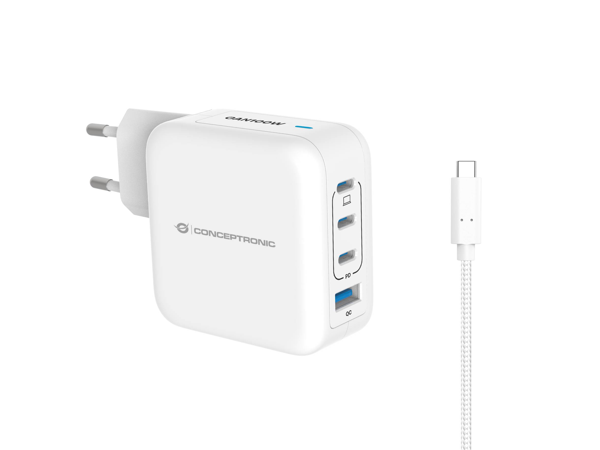 4015867236529 - 4-Port 100W GaN USB-PD-Ladegerät mit USB-C-Ladekabel USB-C x 3 USB-A x 1 QC 30 PPS 4015867236529 - 4-Port 100W GaN USB-PD-Ladegerät mit USB-C-Ladekabel USB-C x 3 USB-A x 1 QC 30 PPS