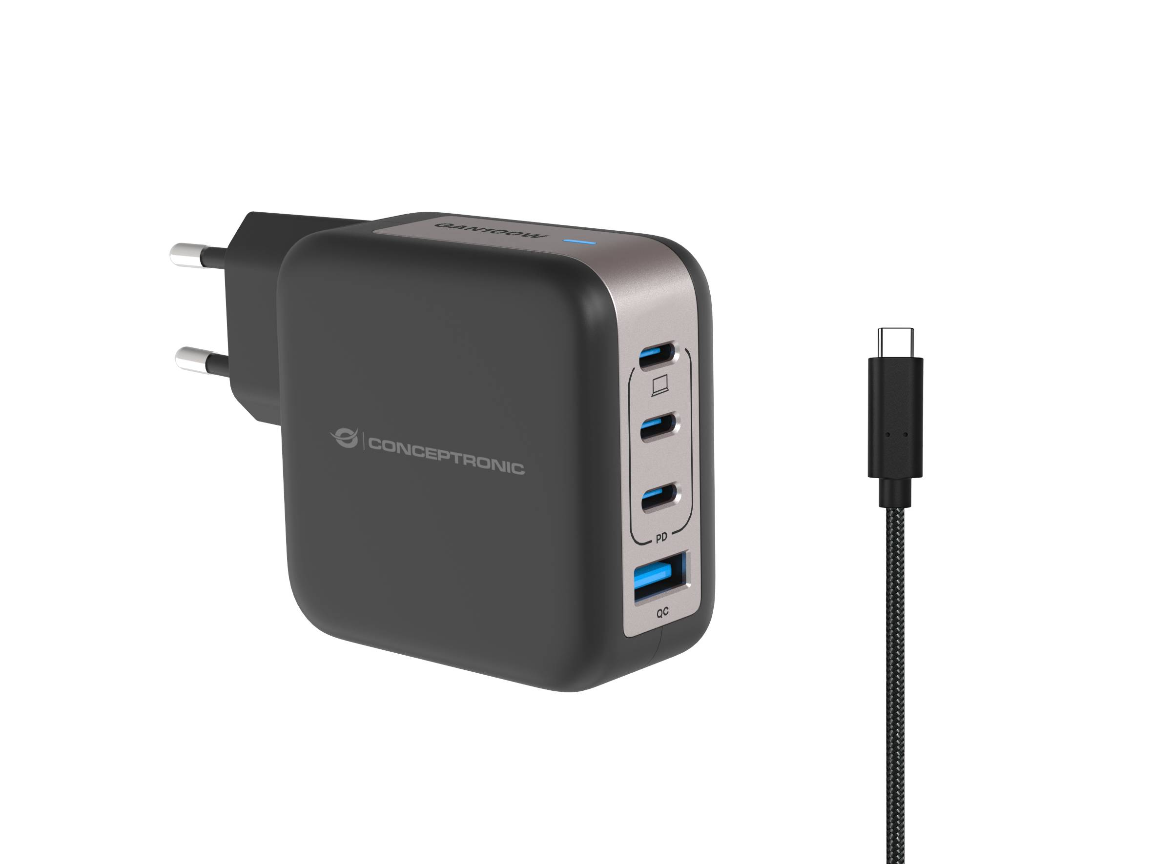 4015867236536 - 4-Port 100W GaN USB-PD-Ladegerät mit USB-C-Ladekabel USB-C x 3 USB-A x 1 QC 30 PPS 4015867236536 - 4-Port 100W GaN USB-PD-Ladegerät mit USB-C-Ladekabel USB-C x 3 USB-A x 1 QC 30 PPS