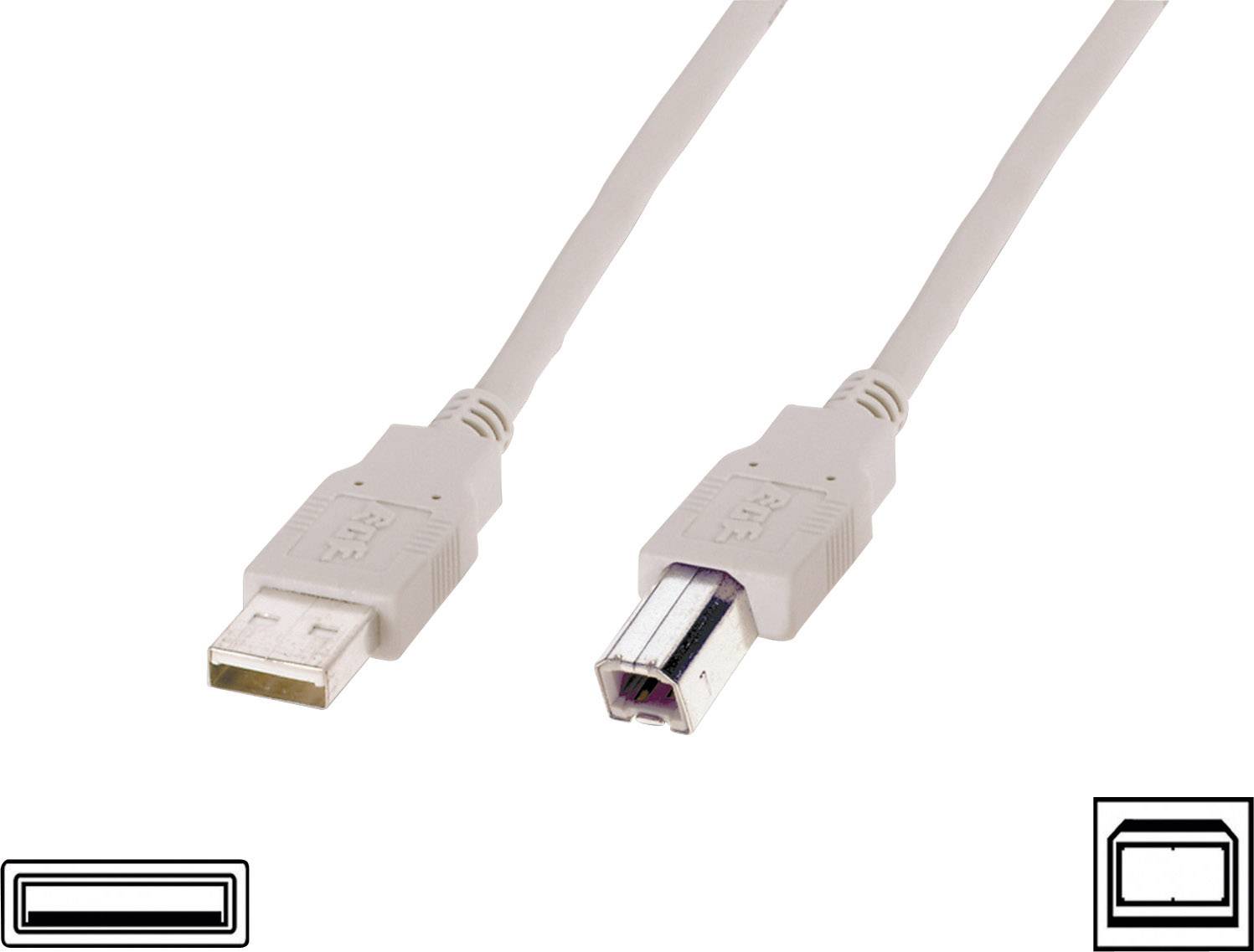 DIGITUS USB 2.0 Anschlusskabel Typ A- B St/St 1.8m weiss
