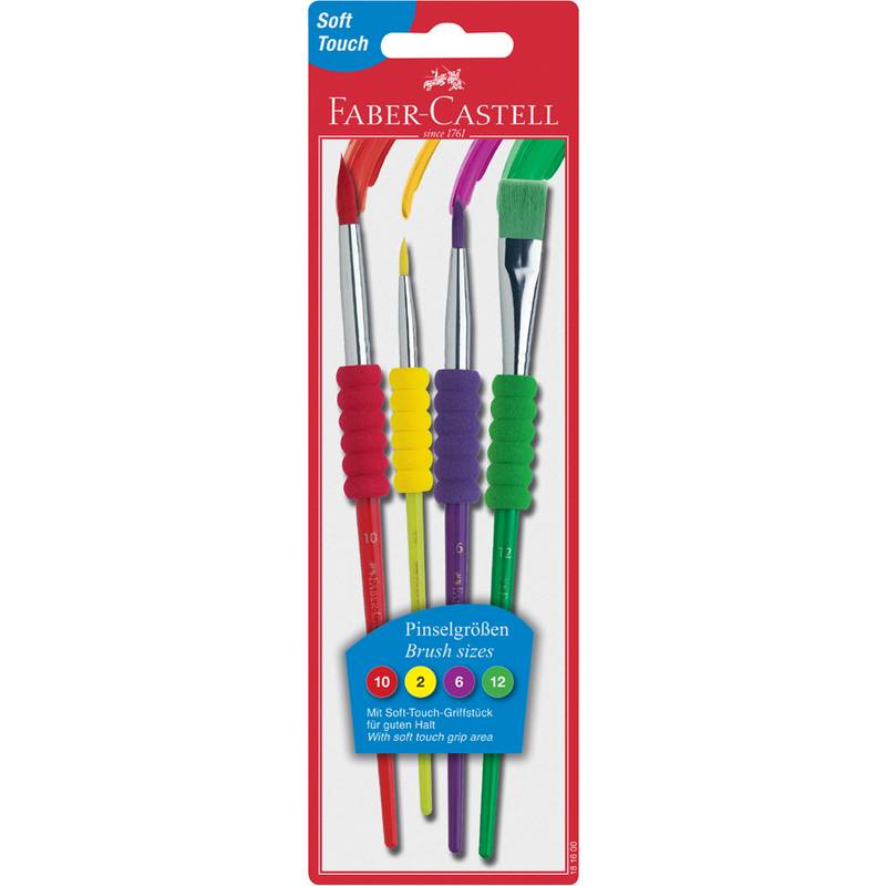 FABER-CASTELL Pinsel 4er Set mit Softgriffstück BK Zeichnen,Malen,Basteln