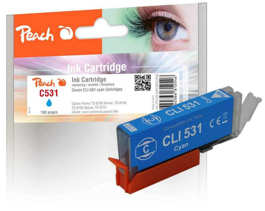 Peach Patrone Canon CLI-531, 6120B002 cyan kompatibel - PI100-500