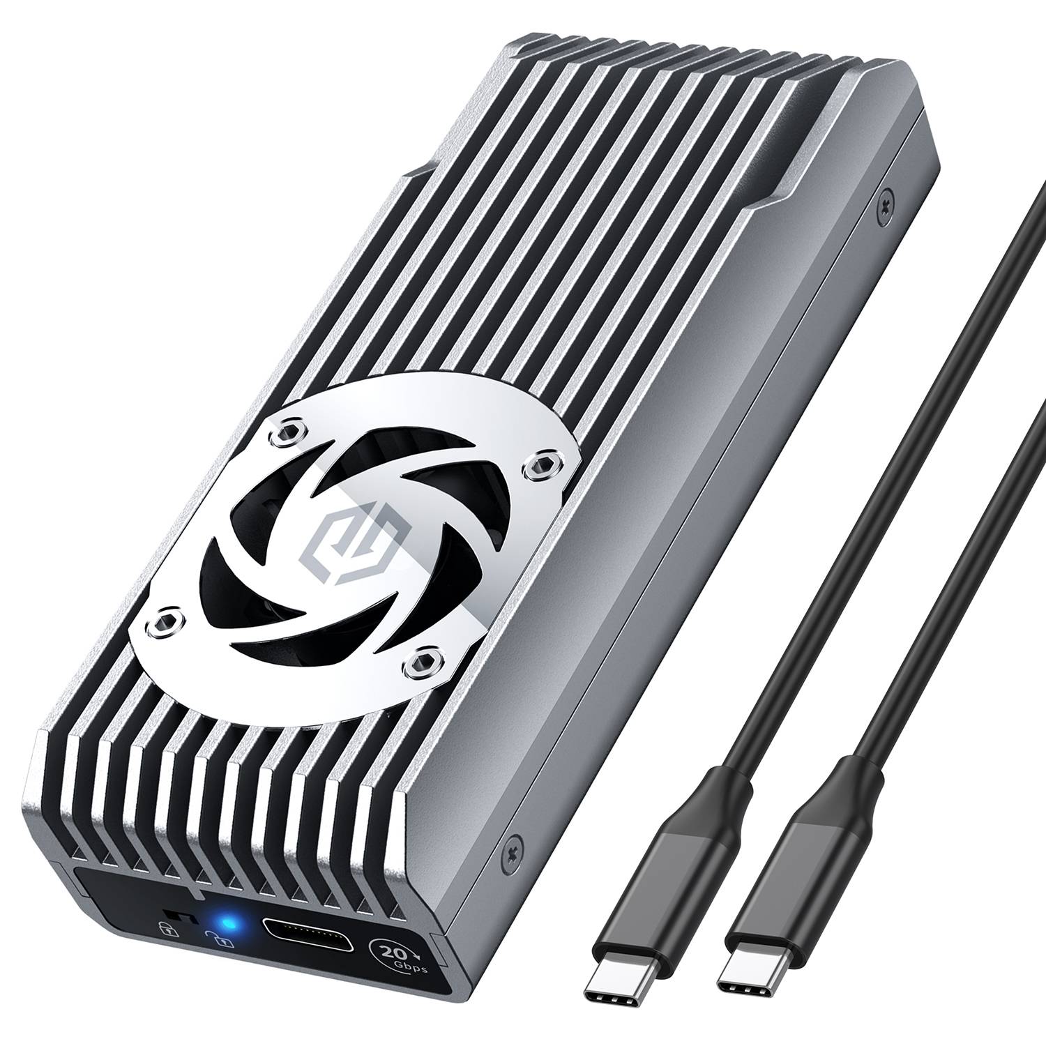 GRAUGEAR externes Gehäuse USB-C M.2 NVMe mit Lüfter 20Gbit Externe Gehäuse