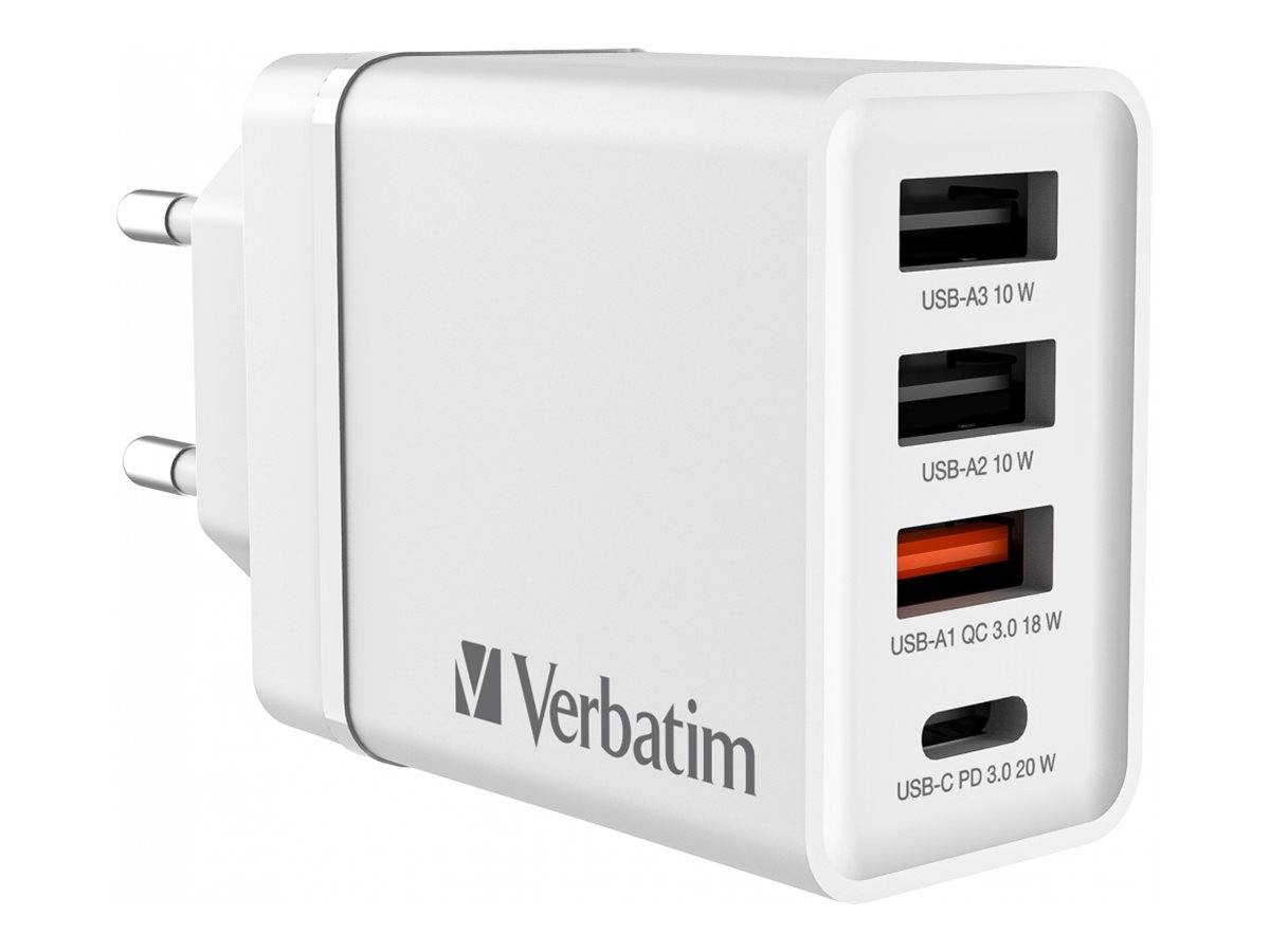 Verbatim CHR-30EU2 USB Charger 30W with 2 x USB-A 10W White - 49701