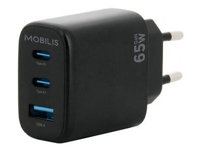 Mobilis Wall Charger - 65W - 2USB C + 1USB A - GaN