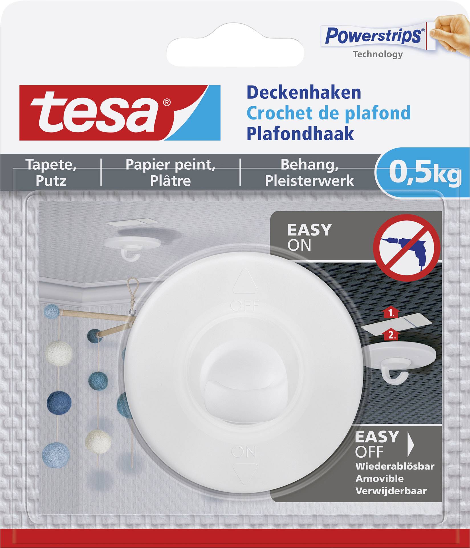 tesa Deckenhaken Tapete&Putz 0.5kg