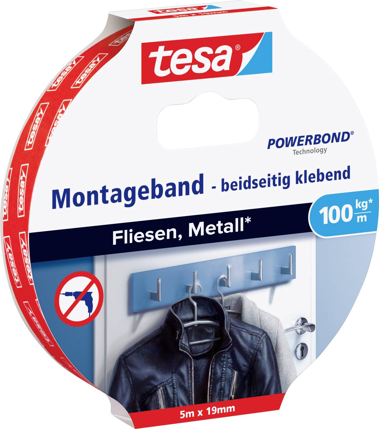 tesa Montageband Fliesen&Metall 100kg 5m x 19mm - 77747-00000-00