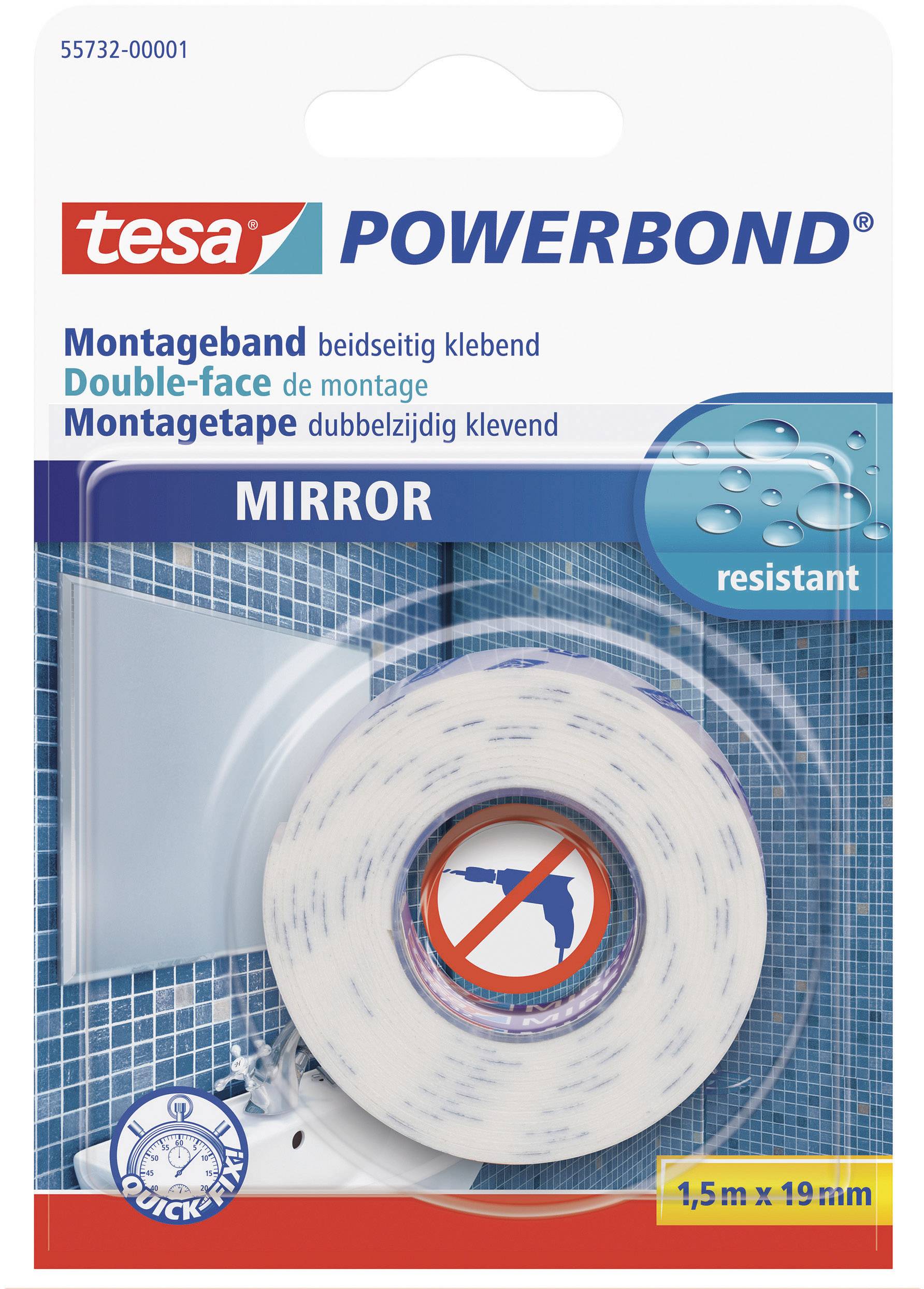 tesa Powerbond Montageband Spiegel 1.5m x 19mm