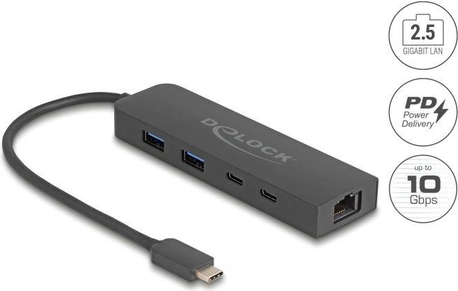 DELOCK 10 Gbps USB Hub mit 2,5 Gigabit LAN Port und PD 64110 (BILD1)