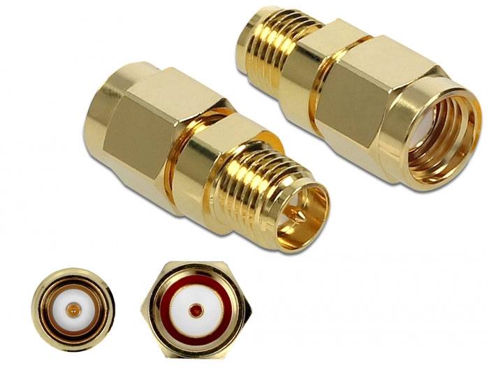 DELOCK Adapter RP-SMA Stecker zu RP-SMA Buchse 10 GHz