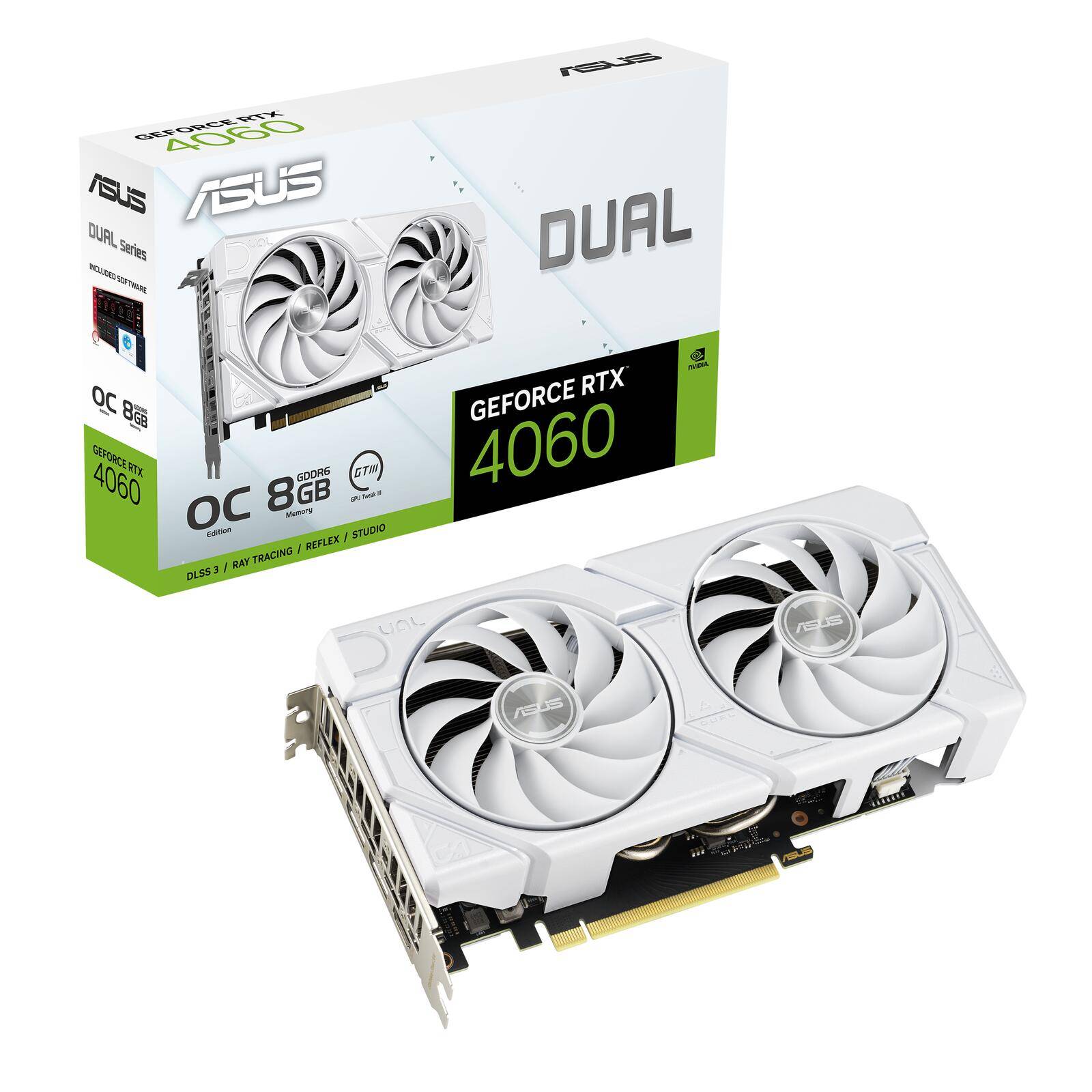 ASUS DUAL-RTX4060-O8G-EVO-WHITE 8GB GDDR6 HDMI DP ASUS DUAL-RTX4060-O8G-EVO-WHITE 8GB GDDR6 HDMI DP