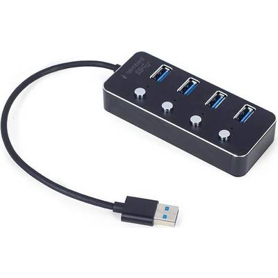 Gembird - hub - powered with switches black - 4 ports USB-Hubs - USB 3.2 - 4 - Schwarz