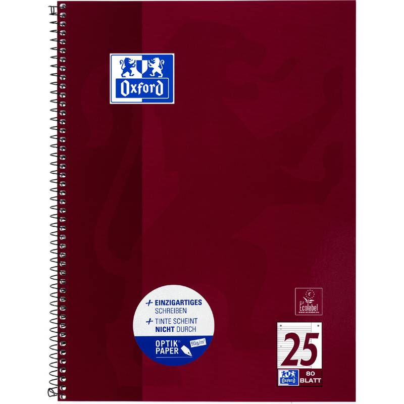 Oxford Collegeblock A4+220x295mm 80 Bl. Liniert Rand weiß R - 100050355