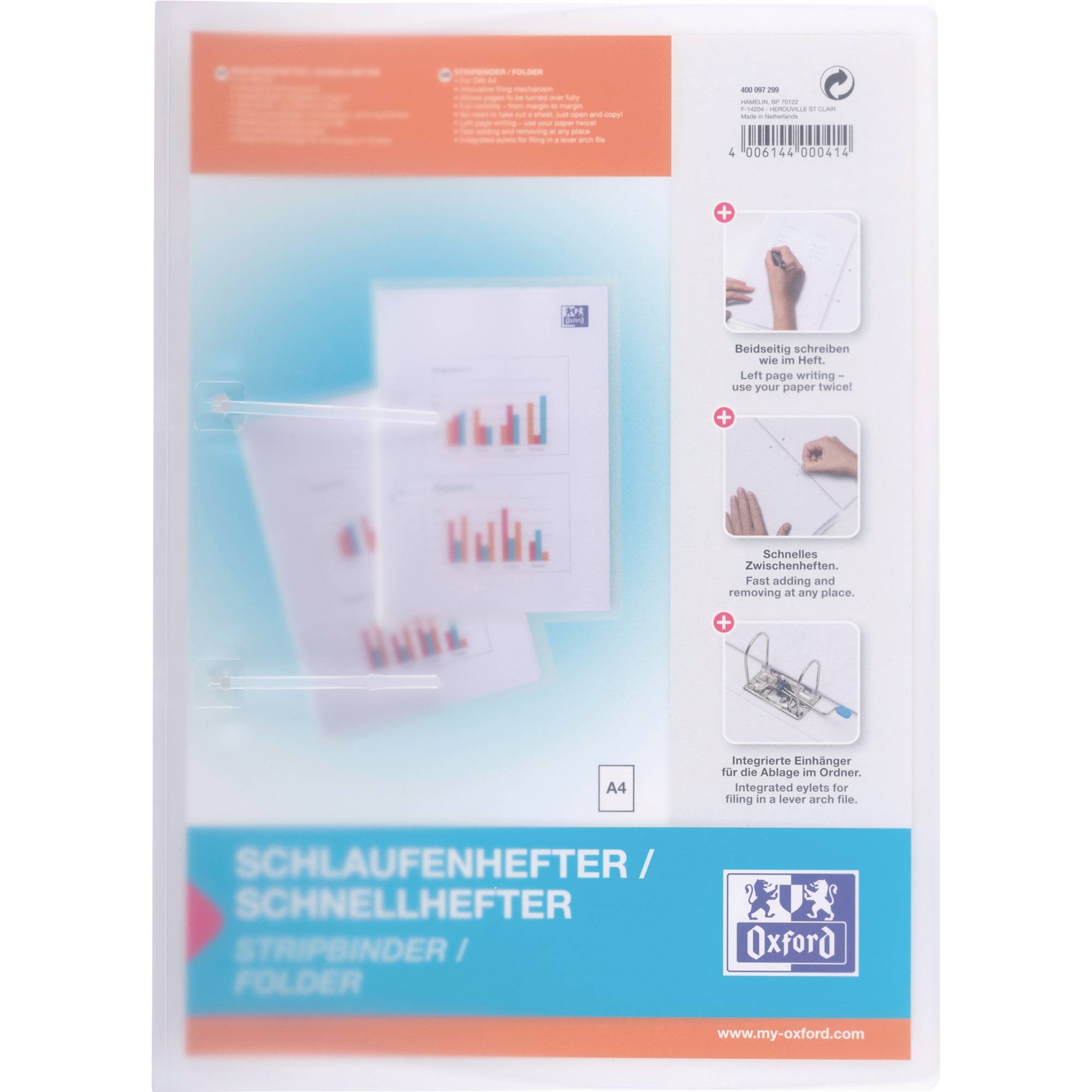 Oxford Schlaufenhefter A4 aus PP 05 mm für ca. 100 Blatt - 400097299
