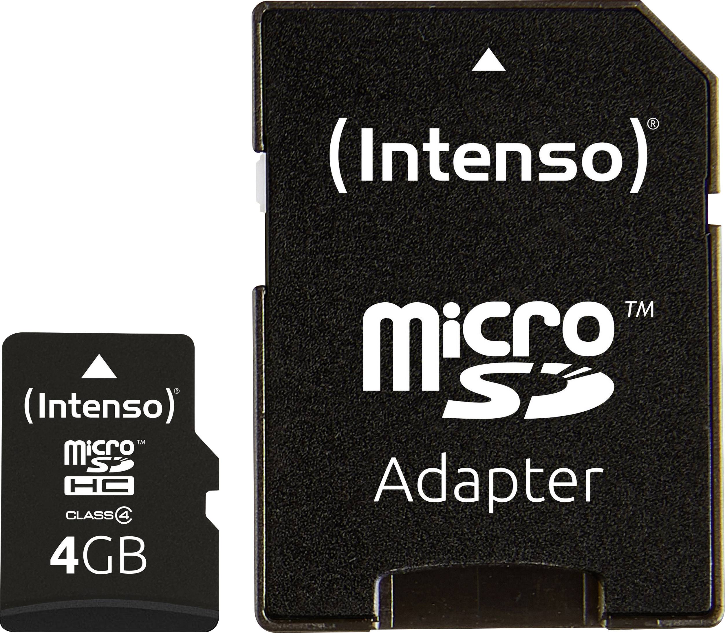 Intenso SD MicroSD Card 4GB inkl. SD Adapter Micro SD Karten