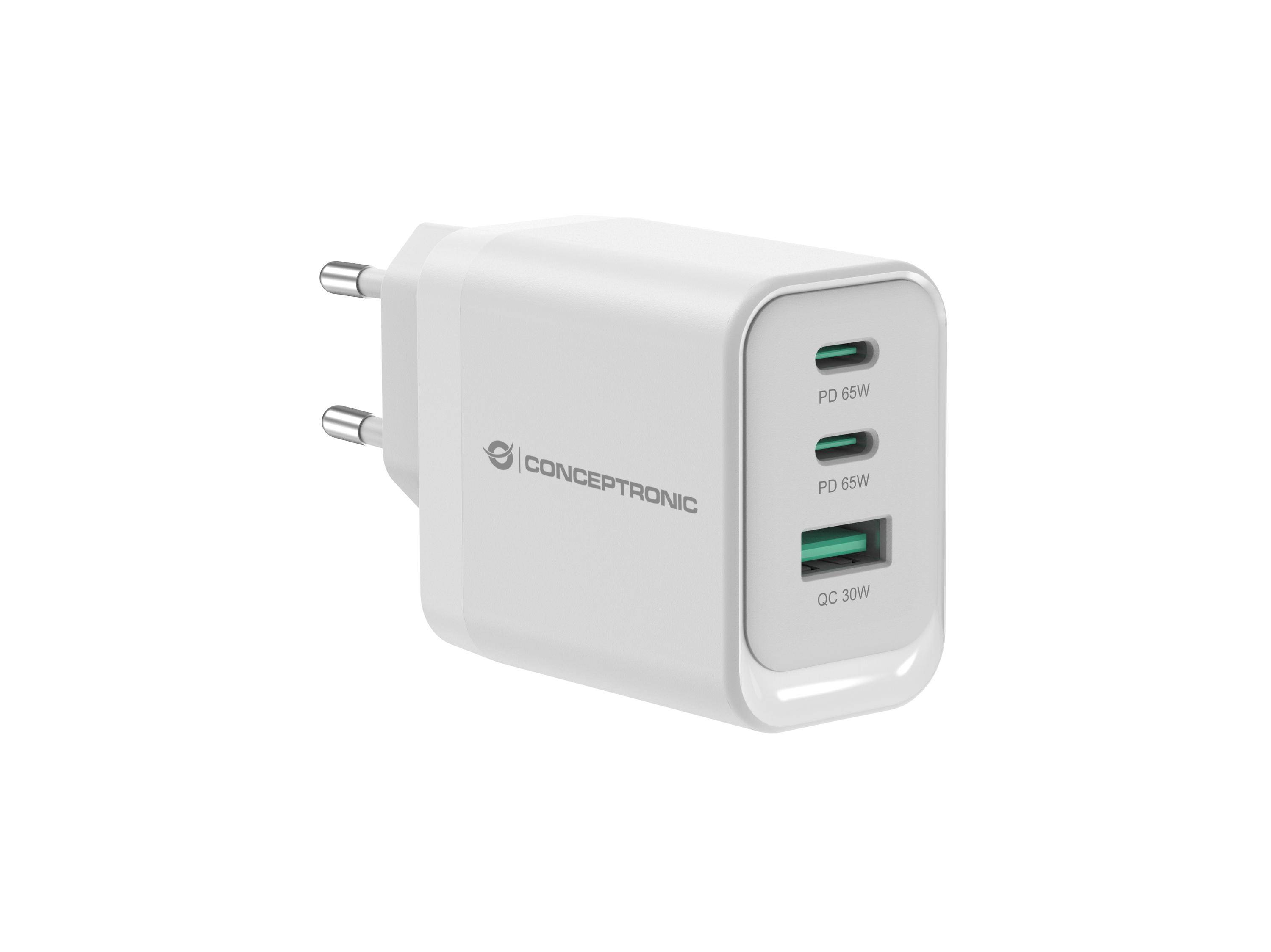 4015867240724 - CONCEPTRONIC Ladegerät 3Port 65W2xUSB-C1xUSB-A weiß 4015867240724 - CONCEPTRONIC Ladegerät 3Port 65W2xUSB-C1xUSB-A weiß