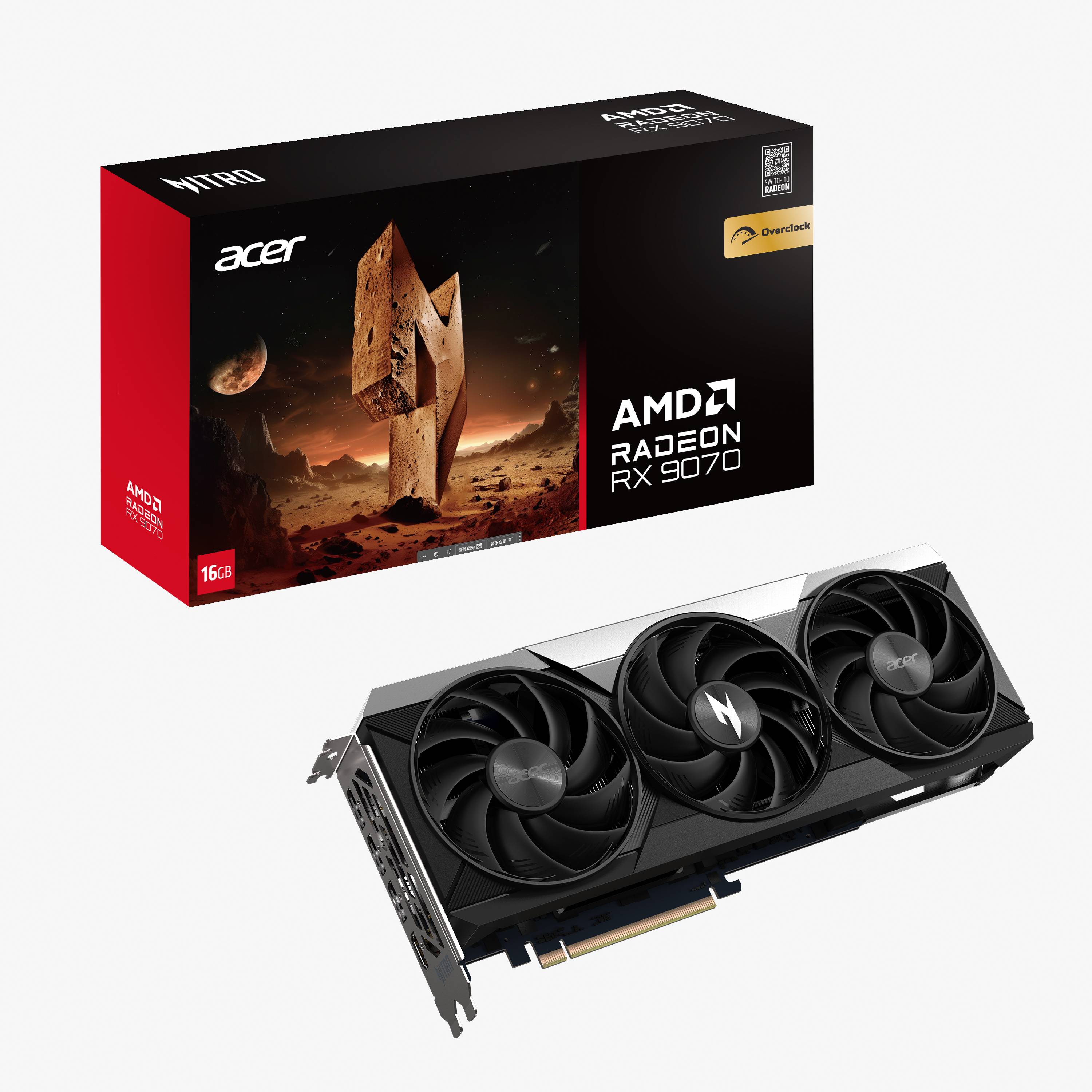 Acer NITRO AMD RX9070 OC 16GB GDDR6 1xHDMI/3xDP2. - DP.Z4EWW.P01