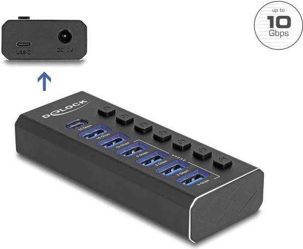 Delock 7Port USB Hub mit 3 Ports 10 Gbps und 4 SchnellladeP Delock 7Port USB Hub mit 3 Ports 10 Gbps und 4 SchnellladeP